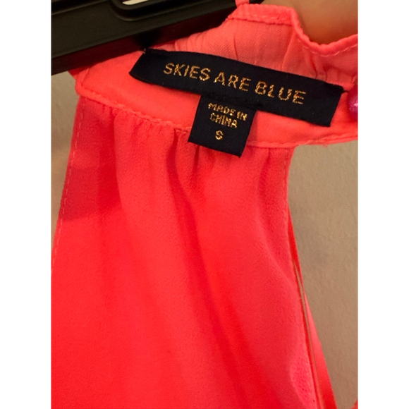 Women's Skies Are Blue Neon Pink Tiered Halter Mini Dress S - Picture 3 of 6